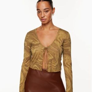 WILFRED women's tie-front tangled longsleeve, sheer + lightweight, size small.